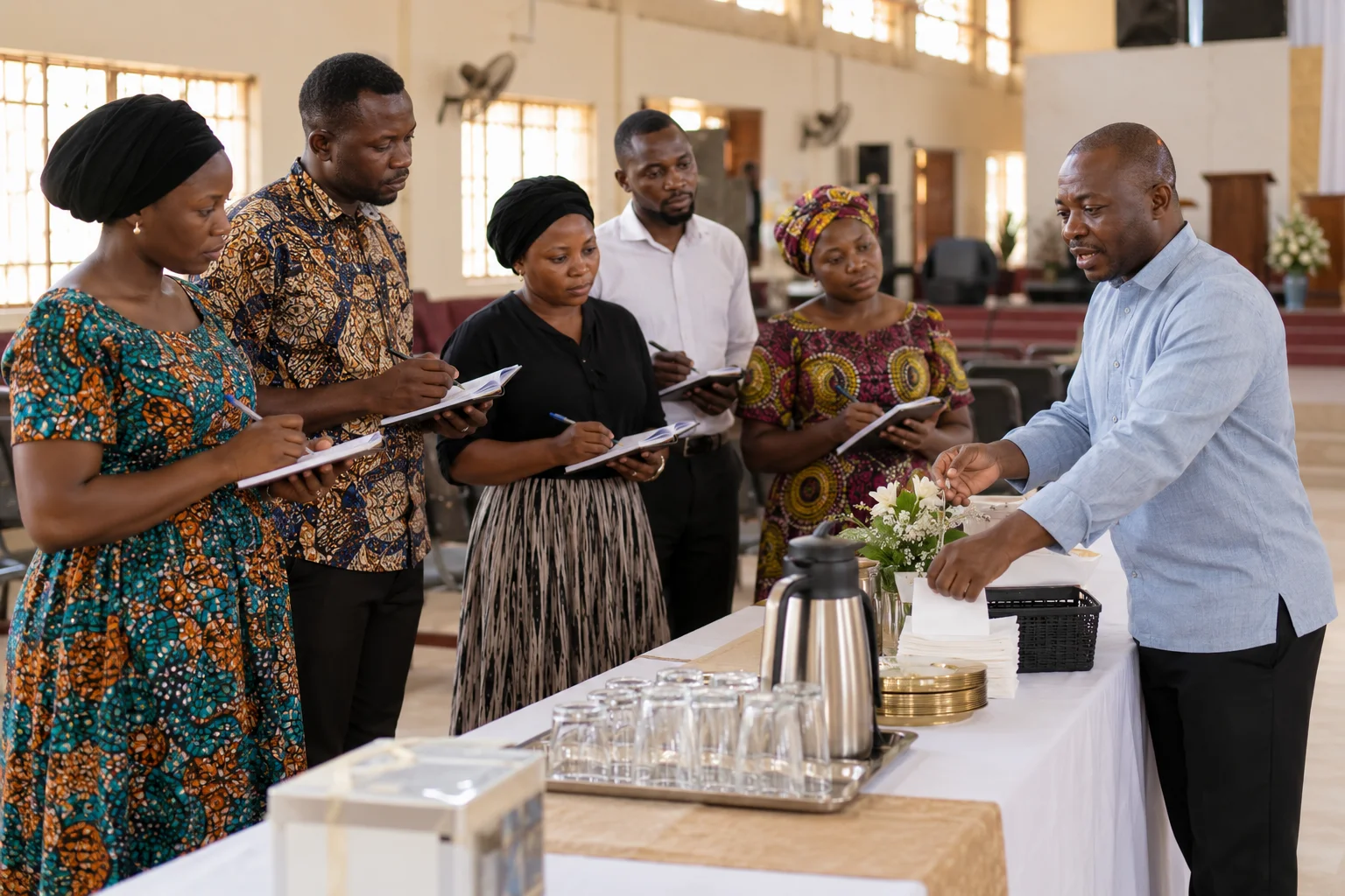 Church volunteers learning together in a practical training session